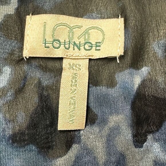Logo Lounge Vest Women's Sz XS Indigo Multicolor Sheer‎ Back Watercolor Print - Picture 5 of 8